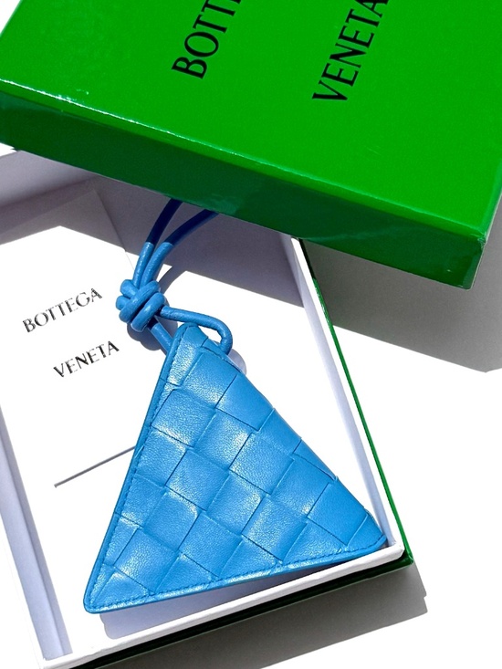 Bottega Veneta Handbags - Bottega Veneta Triangle Blue Napa Leather Coin Purse Pouch